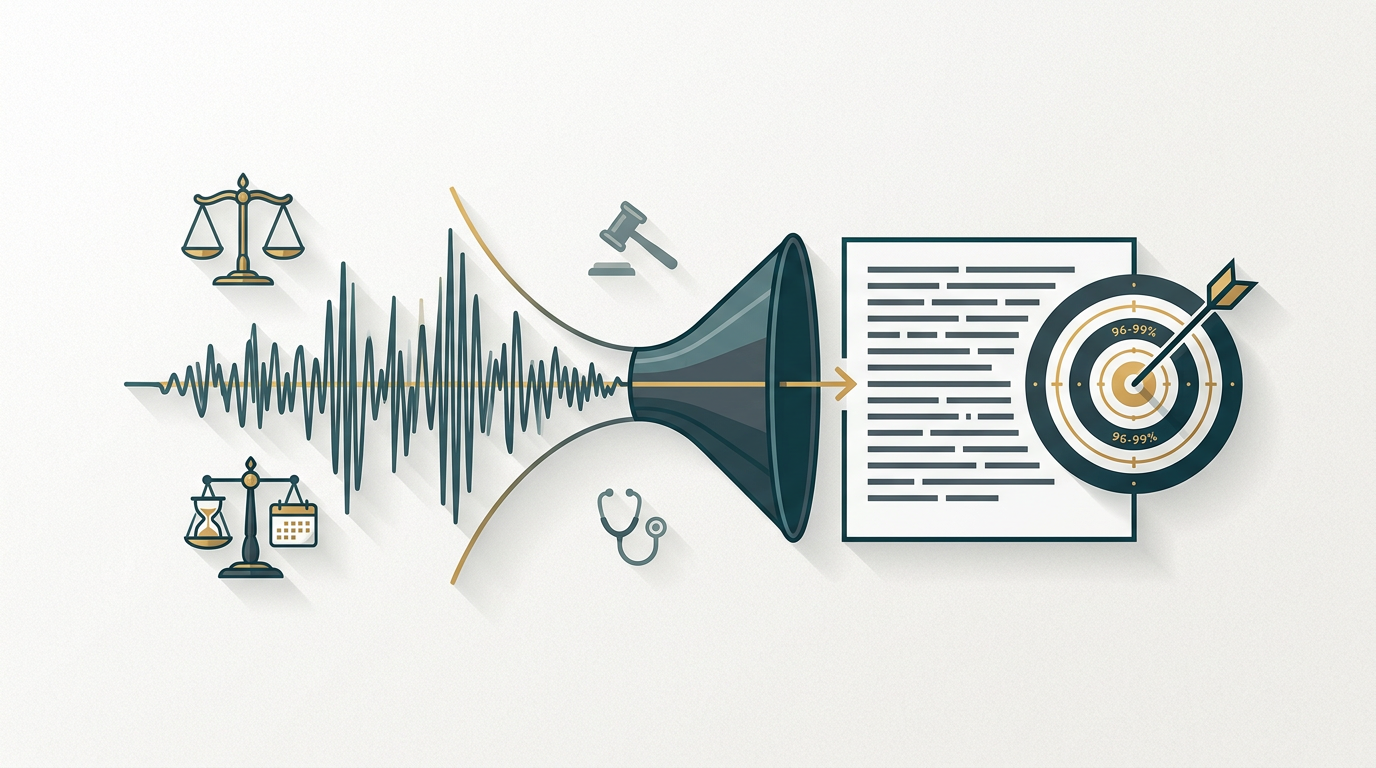 Conceptual illustration of high-accuracy speech to text recognition software for professionals